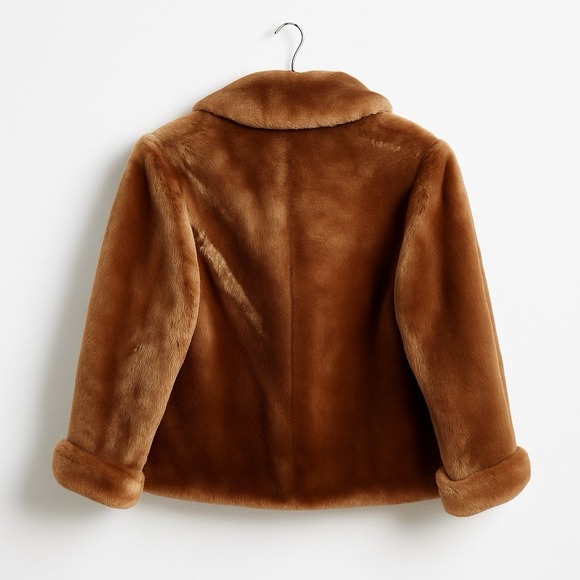 Vintage 50s Mouton Fur Jacket Pogue's Cincinnati L Soft Brown Cropped Coat Glam - Picture 3 of 14